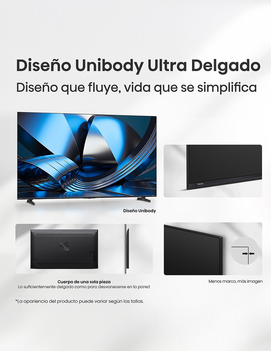 Pantalla Smart TV Mini LED 65 pulgadas 4K/UHD 65U6SV con AI Smooth Motion